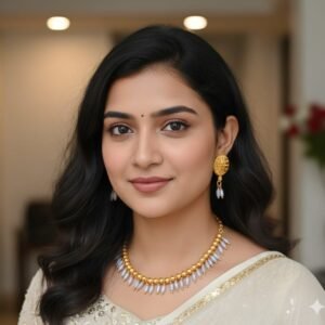 গোল্ড বিডস ও স্পাইক মুক্তো যুক্ত চোকার নেকলেস সেট