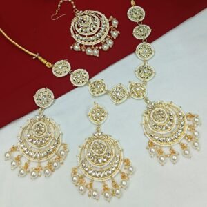 Grand Kundan Polki Bridal Set with Chandbali Earrings & Maang Tikka