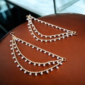 Indian best quality white pearl with kundon earring tana set for women