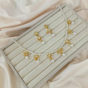 Minimalist Gold-Plated Pearl & Stone Droplet Necklace Set