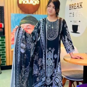 Cotton Three Piece Premium Ready-to-Wear Salwar Kameez Set (Copy)