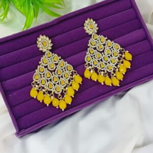 Vibrant Yellow Stone Chandelier Party Earrings