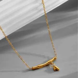 Bamboo joint gold necklace | stainless steel and color guaranteed