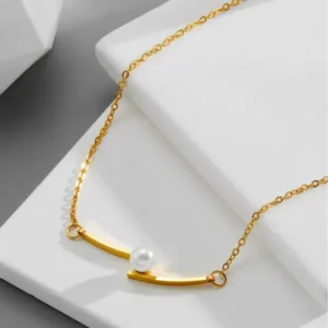 Double curved pearl necklace | stainless steel and color guaranteed