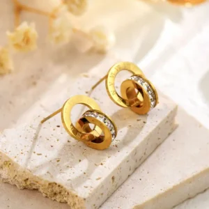 Roman numeral double ring full diamond | stainless steel and color guaranteed