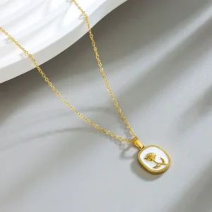 Rose white drip necklace | stainless steel and color guaranteed