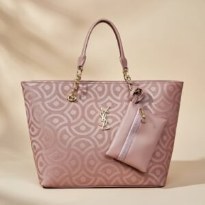 pink Saint Laurent monogram jacquard tote bag.