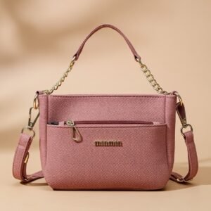 pink faux leather top-handle shoulder crossbody bag.