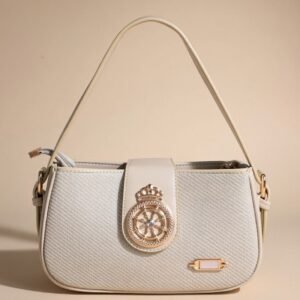 small white or beige handbag.
