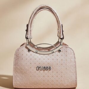 Guess satchel handbag in a light color like bone or beige.