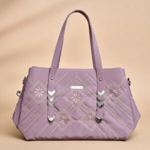 purple quilted ladies' handbag.