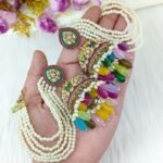 Title: Multicolor Jhumka Earrings with Pearl Sahara (Ear Chains)