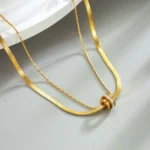 Double chain double ring necklace | stainless steel and color guaranteed