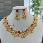 Luxurious Ruby Emerald Gold Necklace Set with Earring