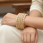 প্যাস্টেল মিনাকারি ও কুন্দন যুক্ত গোল্ড ব্যাঙ্গল সেট