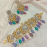 Multicolor Pastel Kundan Choker Set with Chandbali Earrings