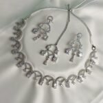 Dazzling Silver-Plated White Crystal Bridal Necklace Set