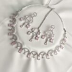 Product Name: Pastel Pink Crystal Silver-Plated Bridal Necklace Set