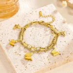 Double layer butterfly gold bracelet | stainless steel and color guaranteed