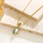 Translucent teardrop ocean necklace | stainless steel and color guaranteed