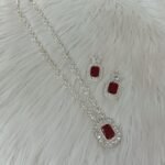 sleek necklace set adorned with cubic zirconia