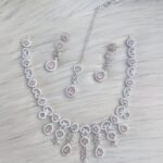 rhodium-plated or silver-plated American diamond jewelry set,