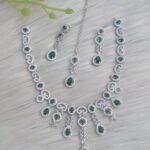 rhodium-plated or silver-plated American diamond jewelry set,