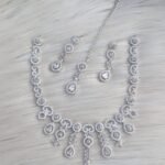 rhodium-plated or silver-plated American diamond jewelry set,