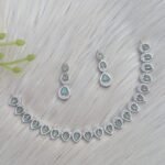 silver-plated American diamond necklace and earring set
