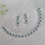 silver-plated American diamond necklace and earring set