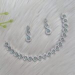 silver-plated American diamond necklace and earring set