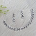 silver-plated American diamond necklace and earring set