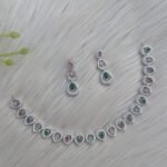 silver-plated American diamond necklace and earring set