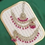 Pakistani-style mirror worked jhumka earrings and a tikli