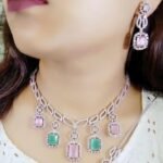 gold-plated Kundan and pearl maroon traditional choker necklace set