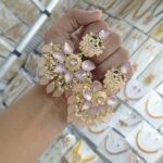 earrings are traditional Indian Kundan and pearl chandbali earrings (Copy)