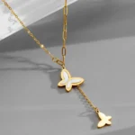 Butterfly white shell necklace | stainless steel and color guaranteed