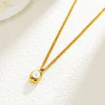 O shaped with golden bean pearl necklace | stainless steel and color guaranteed