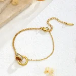 Roman numeral double ring full diamond bracelet | stainless steel and color