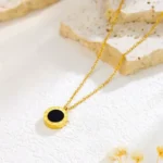 Roman numeral black baret necklace | stainless steel and color guaranteed