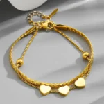 Three heart double layer bracelet | stainless steel and color guaranteed