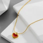 Red droplet heart necklace | stainless steel and color guaranteed