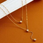 Tripple diamond double layer necklace | stainless steel and color guaranteed
