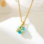 Diamond encrusted zircon heart necklace | stainless steel and color guaranteed