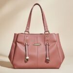 PU leather top-handle shoulder bag.