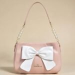 Chrisbella Pink Bow Pearl Chain Shoulder Bag