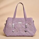 purple quilted ladies' handbag.