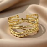 gold plated open cuff bangle bracelet