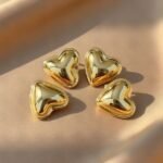 gold metal heart stud earrings are trendy accessories