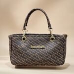 brown PU leather shoulder bag or tote handbag.